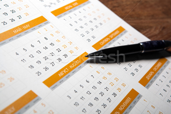 Stockfoto: Muur · kalender · pen · macro · business