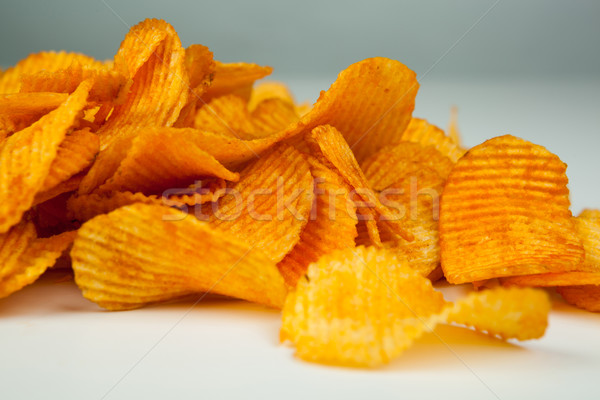 Kartoffelchips Essen Kartoffel Makro Chips Stock foto © mizar_21984