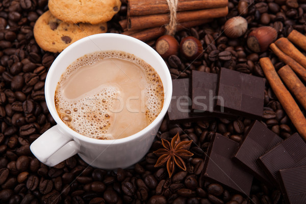 coffee beans coffee with cream in a cup Stock photo © mizar_21984