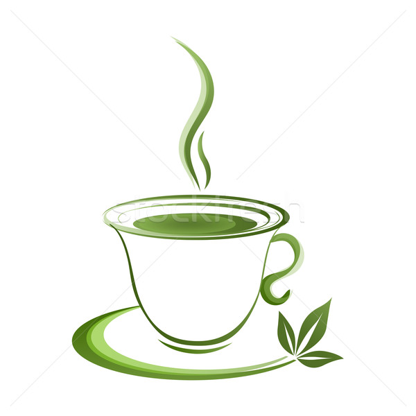 Teáscsésze ikon zöld étel levél bár Stock fotó © mizar_21984