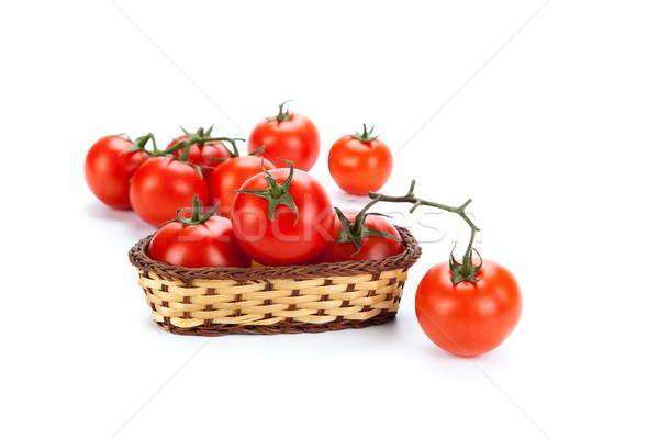 Czerwony pomidory mały koszyka biały tle Zdjęcia stock © mizar_21984
