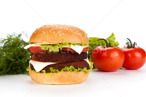 big hamburger still life on a white background Stock photo © mizar_21984
