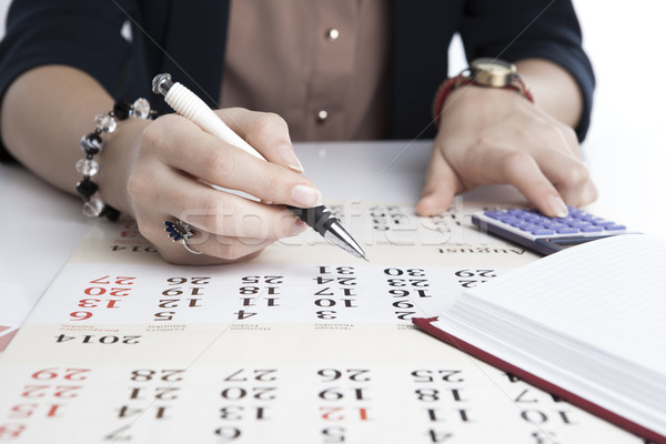 woman calculates future plans Stock photo © mizar_21984