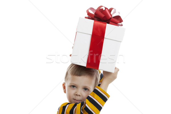 portrait of a little boy with a gift box Stock photo © mizar_21984