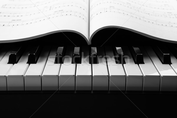 Teclas de piano musical livro preto e branco teclas piano Foto stock © mizar_21984