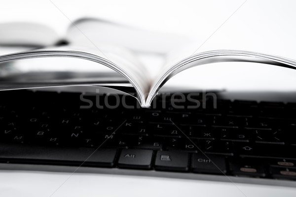 pages of journal and keyboard close-up Stock photo © mizar_21984