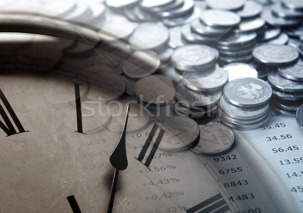 pile of coins with digits and clock face Stock photo © mizar_21984