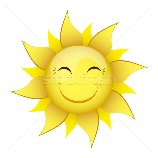 smiling yellow sun on a white background Stock photo © mizar_21984