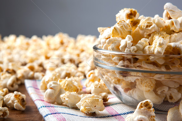 Zout popcorn kom kok zoete Stockfoto © mizar_21984