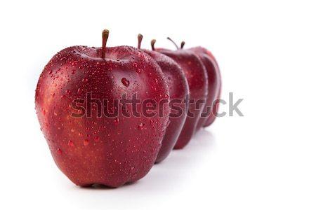 Gesztenyebarna almák felfelé csetepaté közelkép fehér Stock fotó © mizar_21984