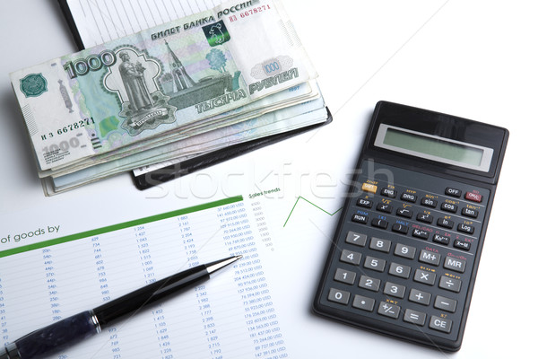 üzlet bankjegyek számológép közelkép papír toll Stock fotó © mizar_21984