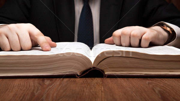 Férfi néz információ szótár közelkép könyv Stock fotó © mizar_21984