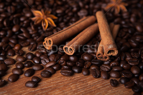 Stock fotó: Pörkölt · kávé · fahéj · asztal · mezőgazdaság · fűszer