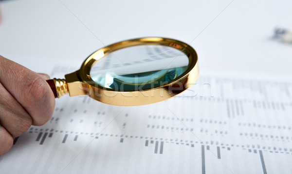 Stock photo: inscription job search and a hand holding a magnifying glass