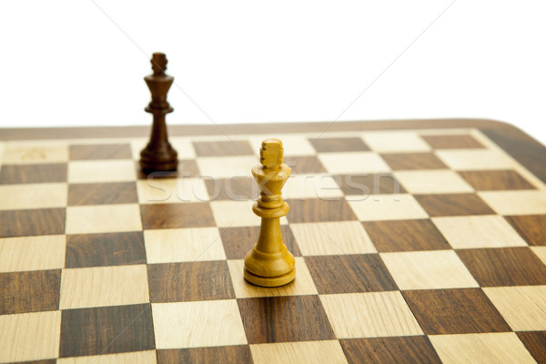 Piezas de ajedrez bordo blanco madera ajedrez cerebro Foto stock © mizar_21984