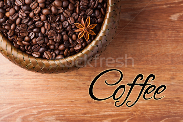 roasted coffee beans in a bamboo basket Stock photo © mizar_21984