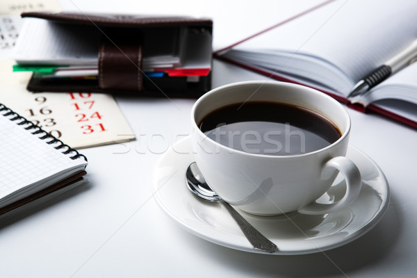 Negocios naturaleza muerta desayuno taza café negro Foto stock © mizar_21984