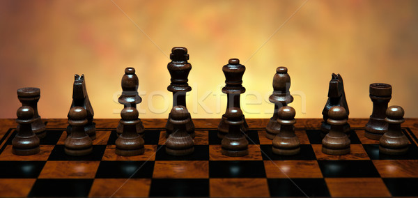 Schach Spiel Stücke Tabelle Holz Stock foto © mizar_21984