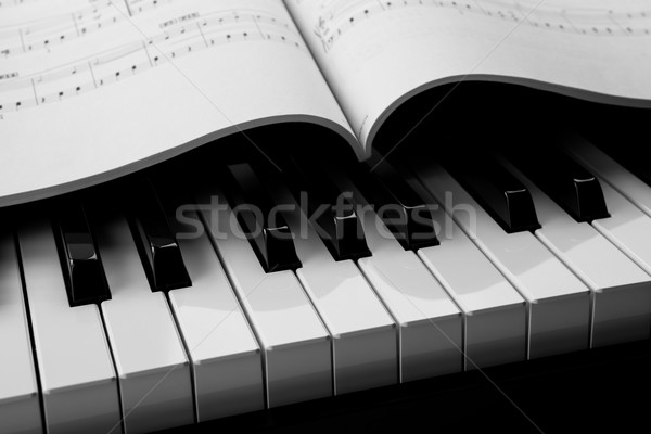 клавиши пианино музыкальный книга черно белые ключами фортепиано Сток-фото © mizar_21984