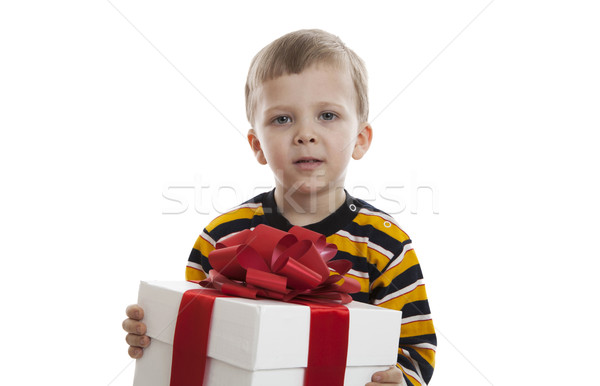 portrait of a little boy with a gift box Stock photo © mizar_21984