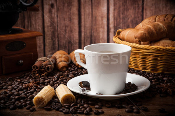 Caffè ancora vita Cup legno tavola basket Foto d'archivio © mizar_21984