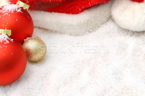 Foto stock: Navidad · decoraciones · nieve · sombrero