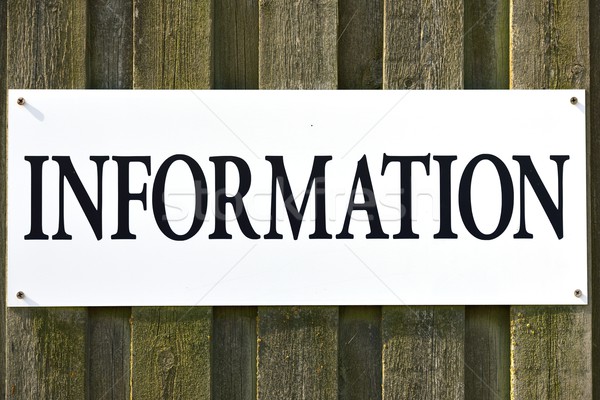 Információ információ jel felirat fekete fehér kerítés Stock fotó © mobi68