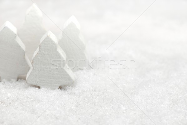 Foto stock: Natal · árvores · neve · branco · árvore · de · natal · fundo