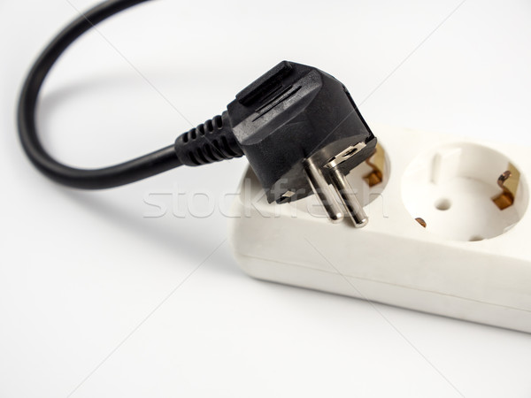 Foto stock: Plug · negro · metal · blanco · Europa · cables