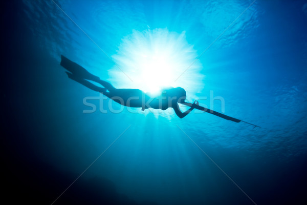 Spearfishing silhouette Stock photo © MojoJojoFoto