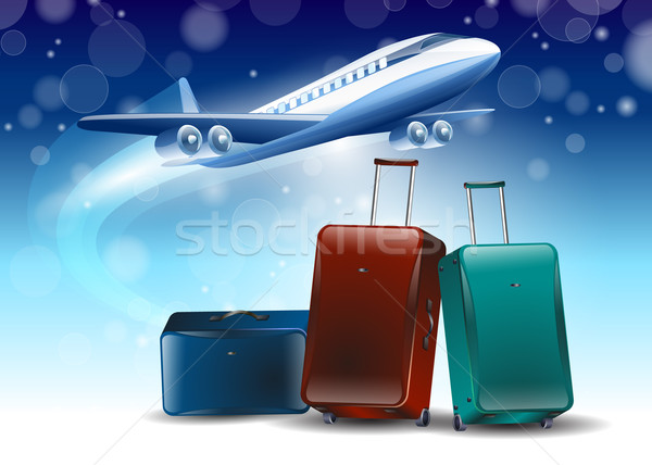 blue background around the fly tourism travel Stock photo © mOleks