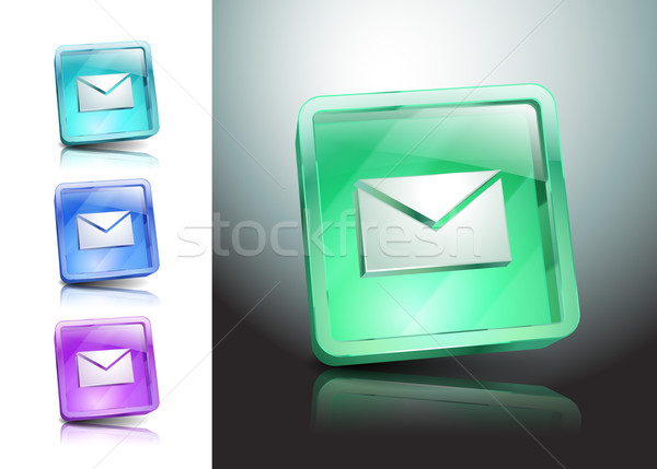 Verre vert messagerie courriel bouton Photo stock © mOleks