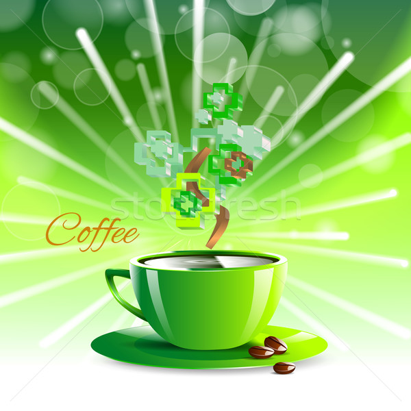 coffee drink green cup beverage background Stock photo © mOleks