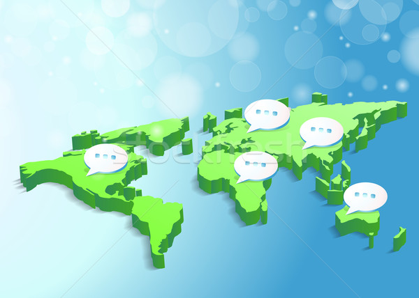 Rede azul mapa do mundo internet coração Foto stock © mOleks