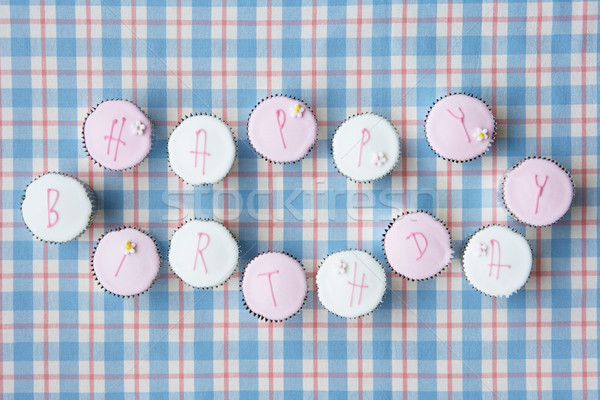 Cupcakes spell out happy birthday Stock photo © monkey_business