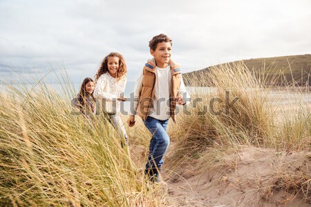 Foto d'archivio: Figlio · di · padre · sabbia · spiaggia · inverno · padre