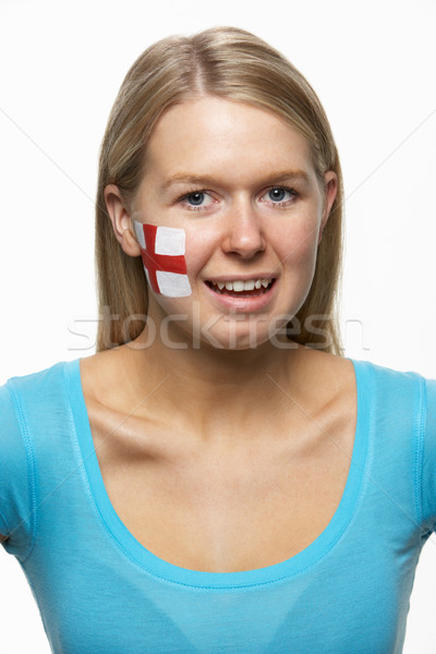 Stock photo: Young Female Sports Fan With St Georges Flag Painted On Face