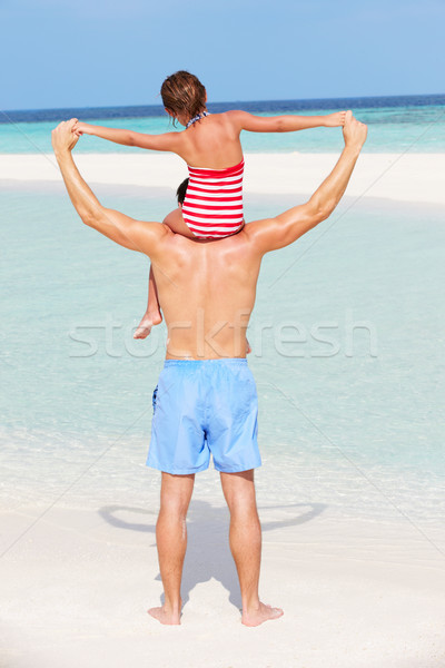 Rear View Of Father Carrying Daughter On Beach Holiday Stock photo © monkey_business