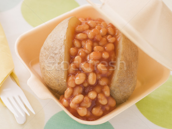 Baked Potato With Baked Beans And Cheese In A Take Away Box Stock photo © monkey_business