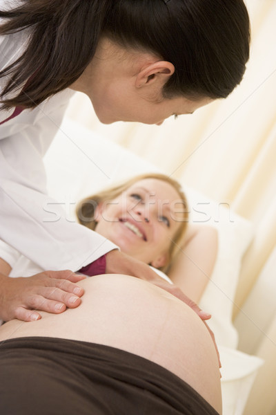 Foto d'archivio: Donna · incinta · verificare · up · medico · famiglia · salute