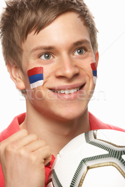 Young Male Football Fan With Serbian Flag Painted On Face Stock photo © monkey_business