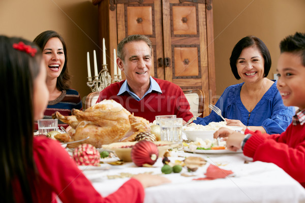 Stock fotó: Többgenerációs · család · ünnepel · karácsony · étel · család · lány