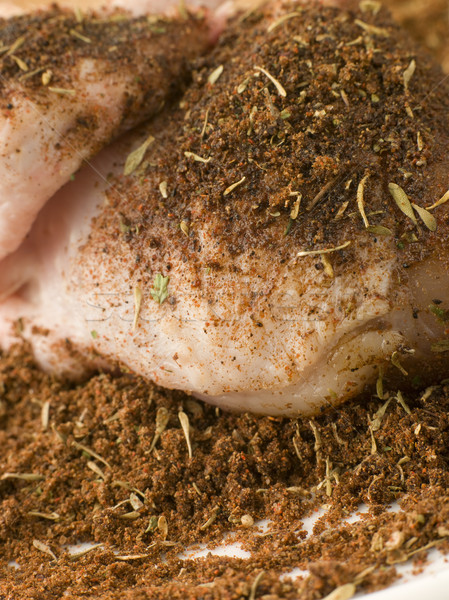 Raw Breast of Chicken with Jerk Seasoning Stock photo © monkey_business