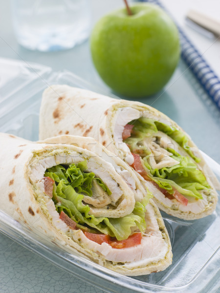 Chicken Salad Tortilla Wrap With A Green Apple And Water Stock photo © monkey_business