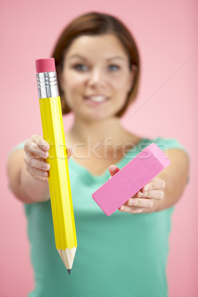 Donna grande matita eraser concetto Foto d'archivio © monkey_business
