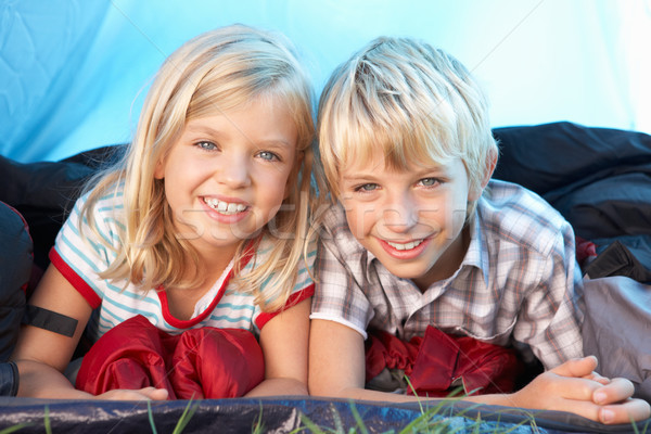 Young children pose in tent Stock photo © monkey_business