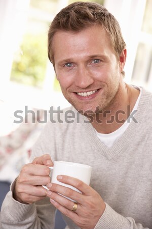 Stock foto: Mann · Heißgetränk · Kaffee · Haar · Schokolade · trinken