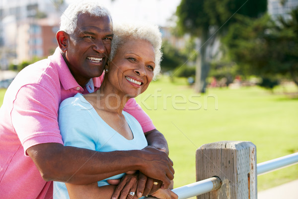 [[stock_photo]]: Couple · de · personnes · âgées · marche · parc · ensemble · femme · femmes