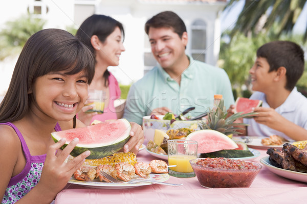 Famille barbecue fille homme fruits Photo stock © monkey_business