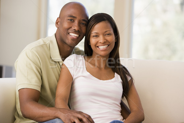 пару гостиной улыбаясь женщину человека счастливым Сток-фото © monkey_business